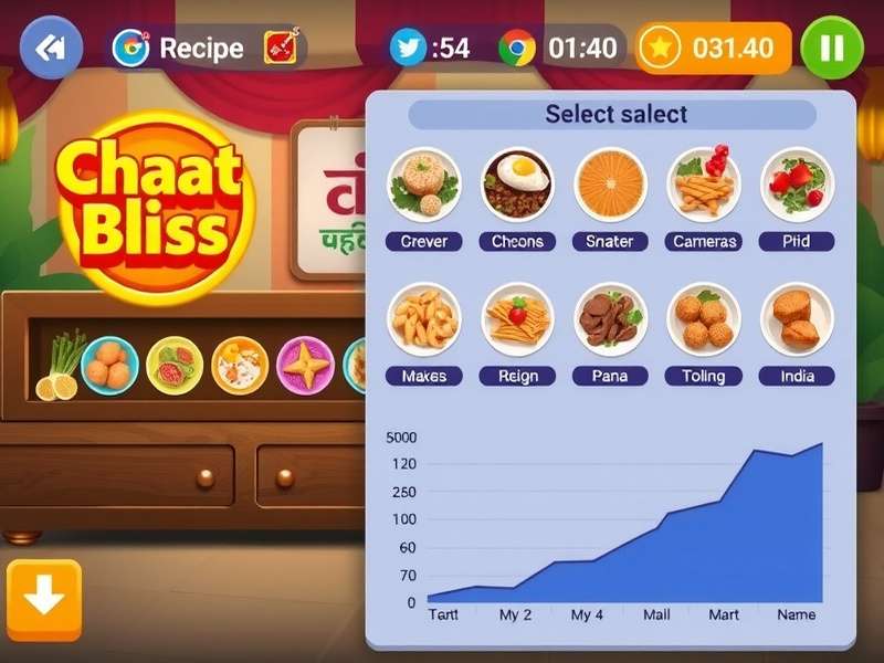 Chaat Bliss recipe selection screen showing various Indian snacks
